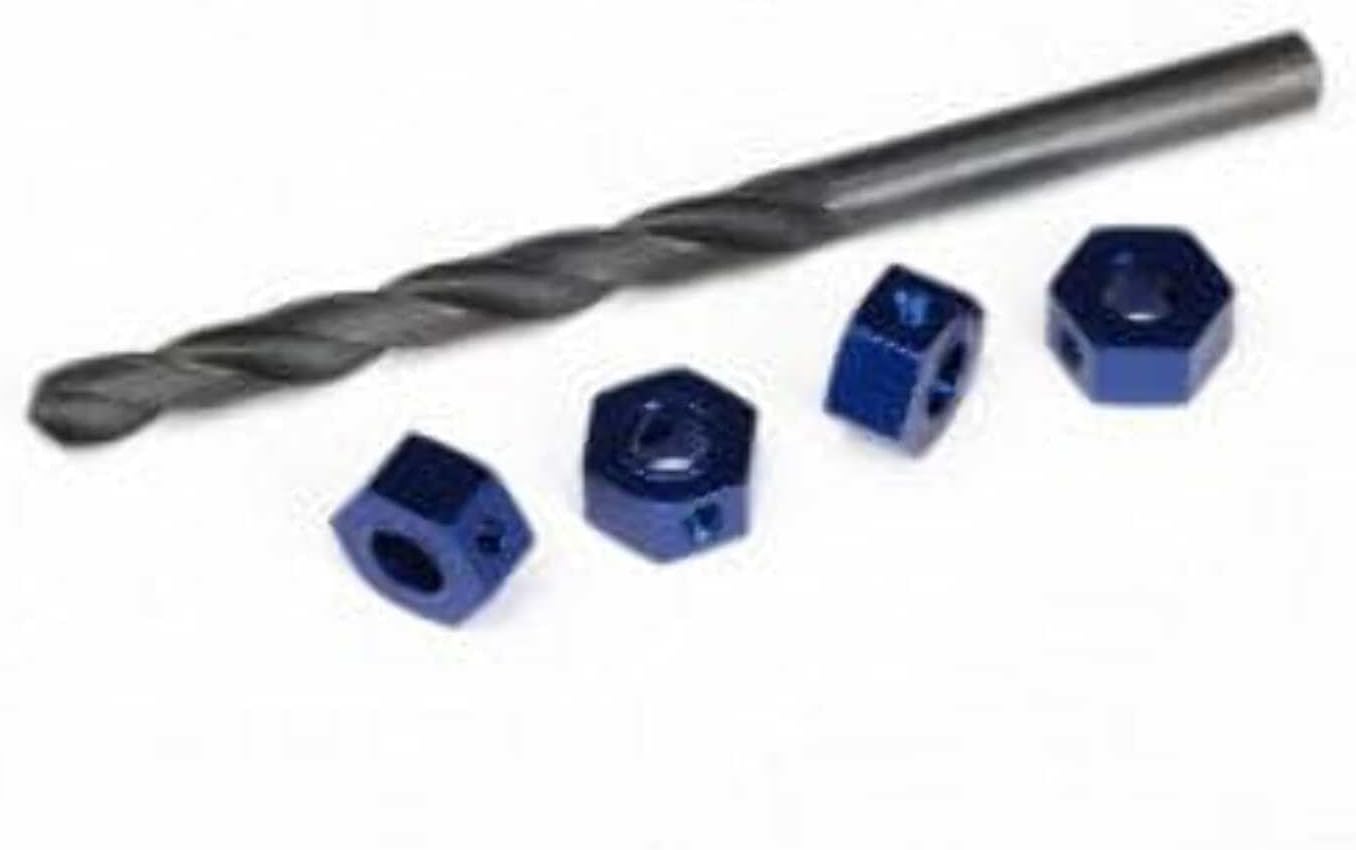 Traxxas Wheel Adapters/12mm Hex/Alum BL Andized-4/Screw Pins-4/Drill Bit/0.25" for 6 mm Shaft (6869)