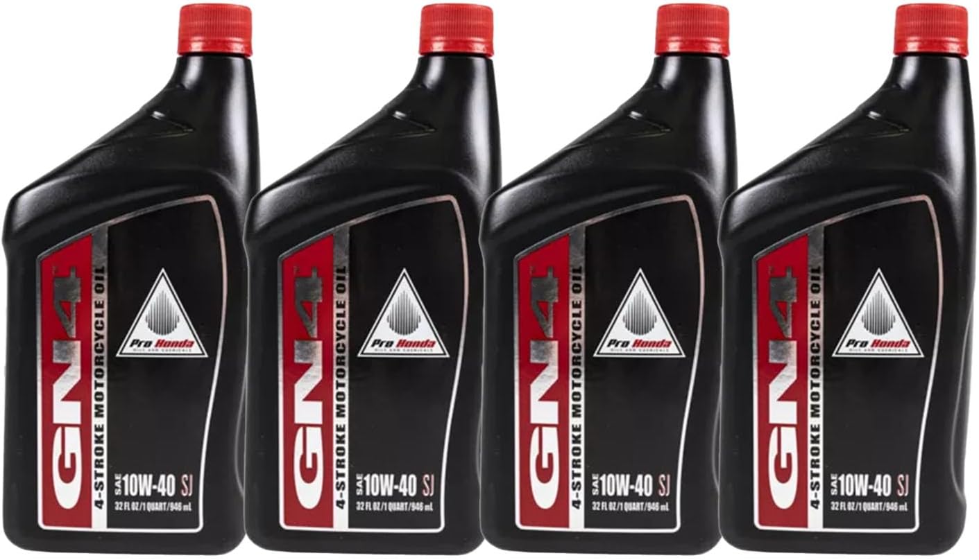 Set of 4 - Genuine Honda GN4 4-Stroke Motorcycle Oil - 10W-40 SJ - Fits Honda & Other Motorcycles
