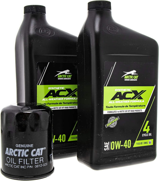 Arctic Cat 2436-851 ACX 0W-40 Synthetic 2 Quart Oil Change Kit for Alterra Prowler