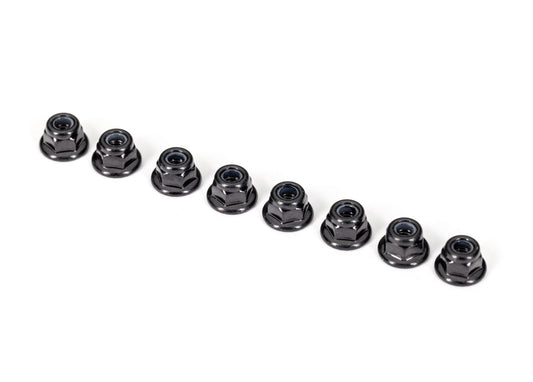 3 mm Flanged Nylon Black Locking Nuts (8)