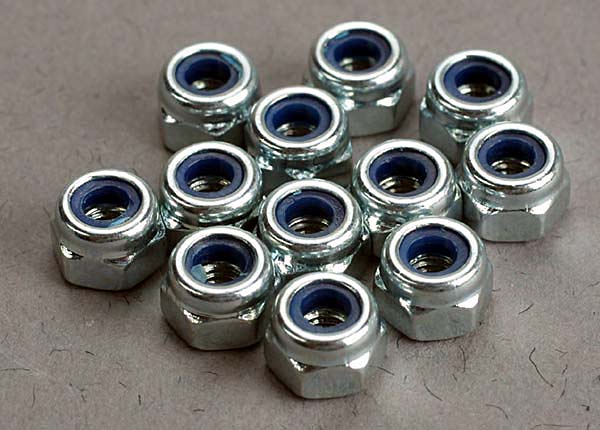 3 mm Flanged Nylon Chrome Locking Nuts (12)