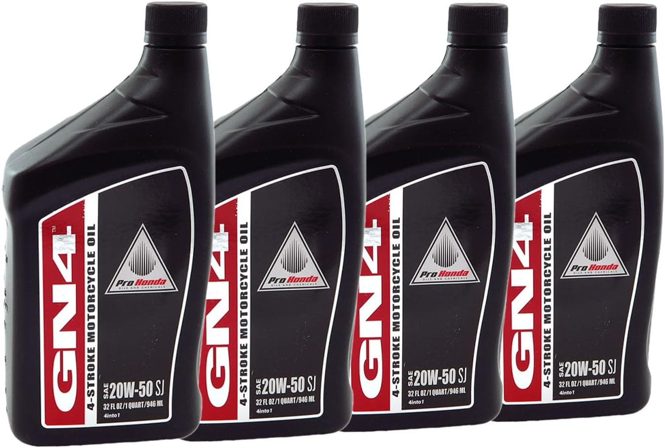 Set of 4 - Genuine Honda GN4 4-Stroke Motorcycle Oils - 20W-50 SJ - Fits Honda Motorcycles