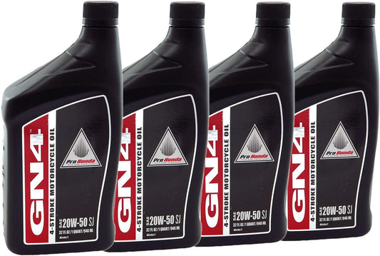 Set of 4 - Genuine Honda GN4 4-Stroke Motorcycle Oils - 20W-50 SJ - Fits Honda Motorcycles