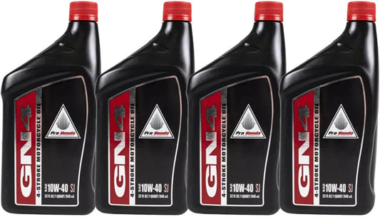 Set of 4 - Genuine Honda GN4 4-Stroke Motorcycle Oil - 10W-40 SJ - Fits Honda & Other Motorcycles