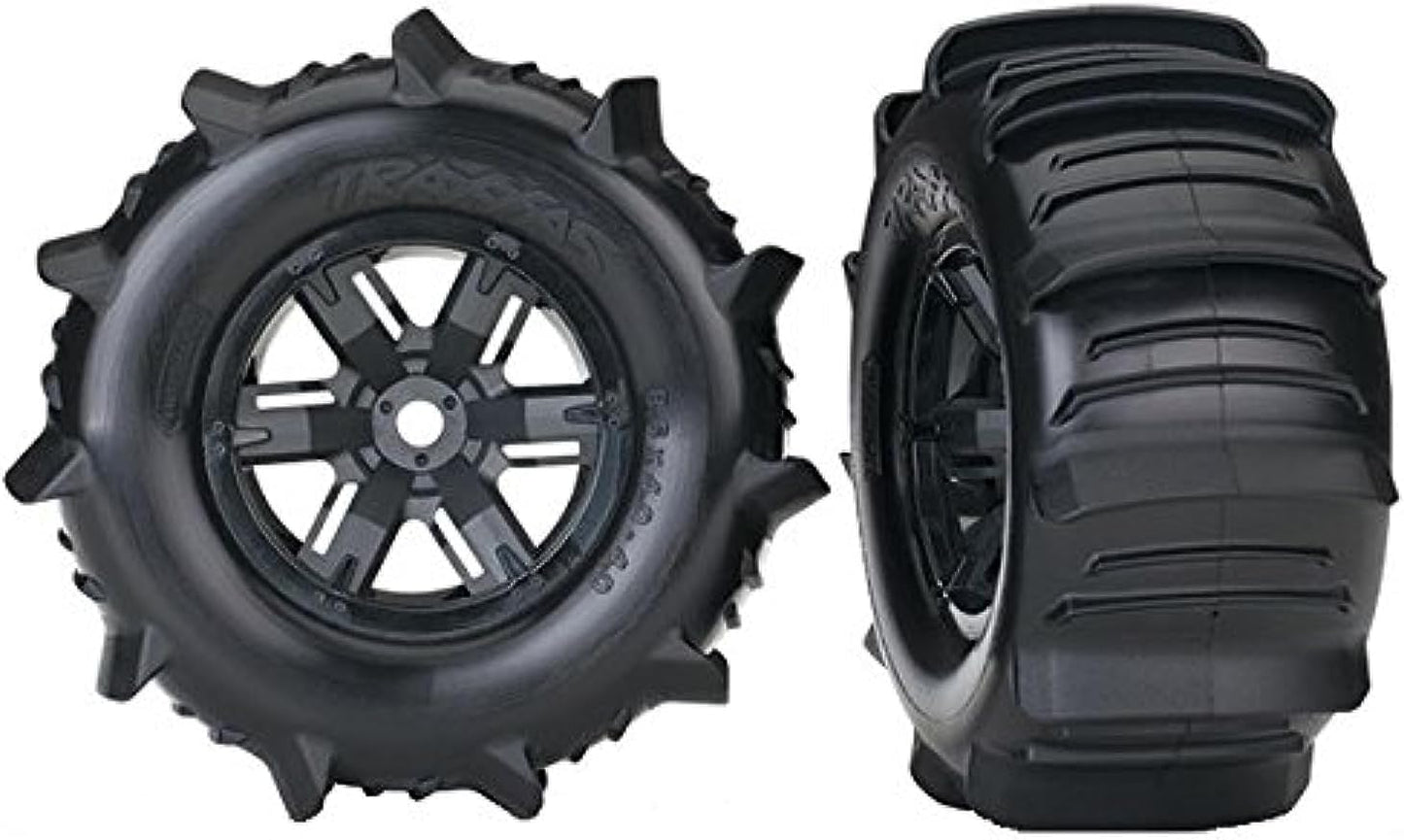 Traxxas 7773 X-Maxx Paddle Tires and Wheels Pre-Glued and Mounted (Pair)