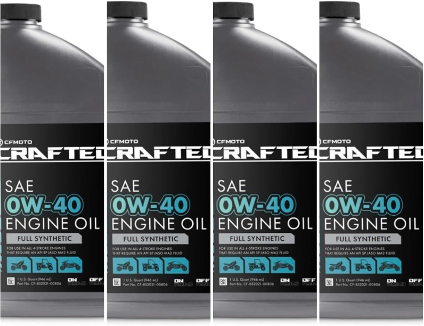 4 PACK Full Synthetic CF-MOTO ATV UTV 0W-40 QUARTS CF-852021-00806 CFORCE ZFORCE UFORCE U10 PAPIO IBEX