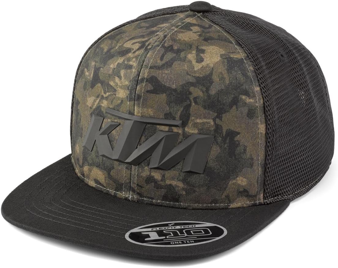 KTM Camo Trucker Hat, Mesh Back Snapback Cap, Black