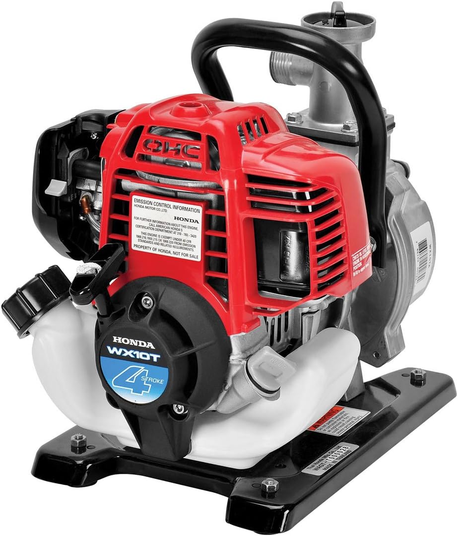 Honda Power Equipment WX10 52 PSI 4-Stroke Commercial Engine Gasoline Powered Water Pump with Hose Adapter, Suction Hose, Clamps, and Strainer
