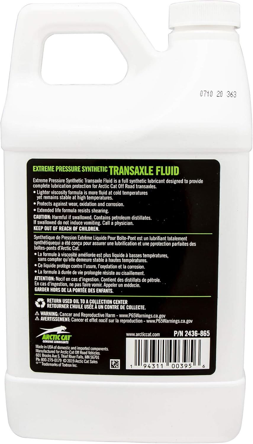 2436-865 Arctic Cat Synthetic Transaxle Fluid Oil - 41oz - Wildcat Trail/Sport/XX, Prowler Pro