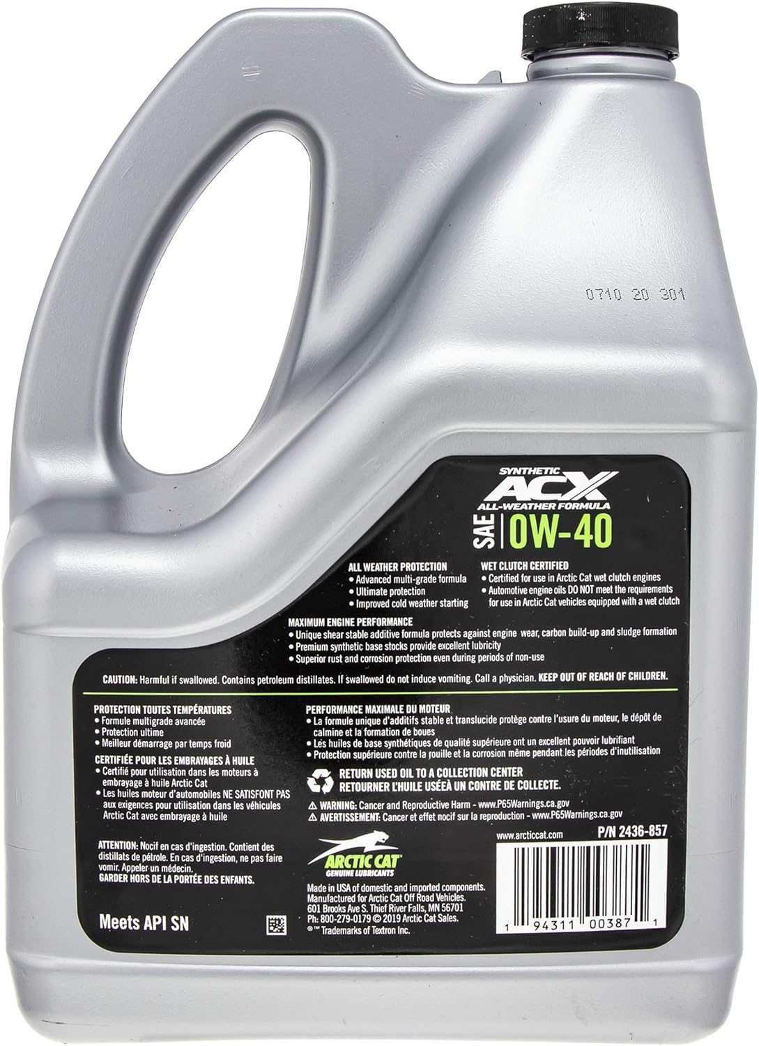 Arctic Cat 2436-857 ACX 0W-40 Synthetic Oil - Gallon