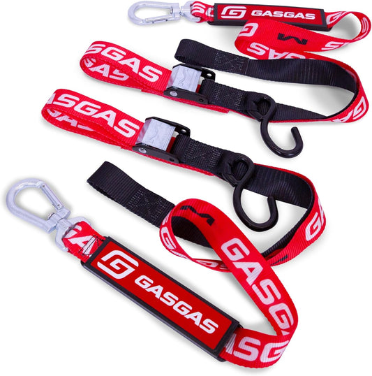 GASGAS Matrix Premium Tie-Down Set of 2, Includes Soft Loop Extension, S Hooks, Swivel Carabiners - 1.5" Width x 69" Length Abrasion Resistant Nylon Webbing