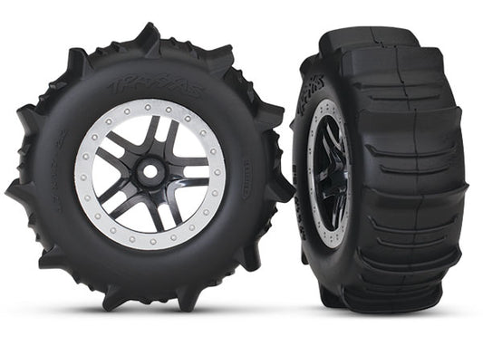 Black & Satin Chrome Wheels with Paddle Tires (2)